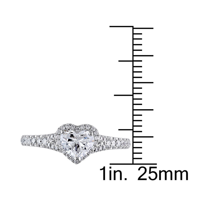 1.00 Carat (ctw G-HI1-I2) Diamond Engagement Heart Ring in 14K White Gold Image 4