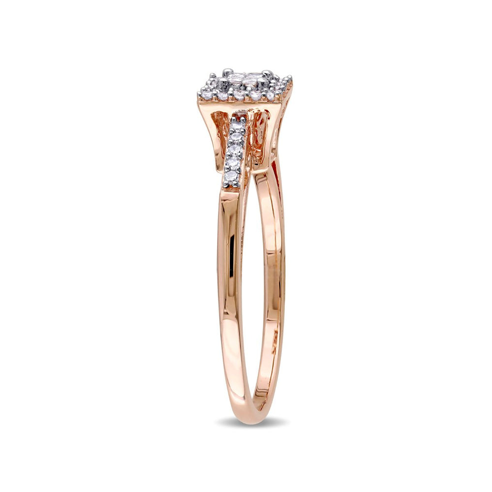 1/5 Carat (ctw) Princess Cut Diamond Engagement Ring in 10K Rose Gold Image 2