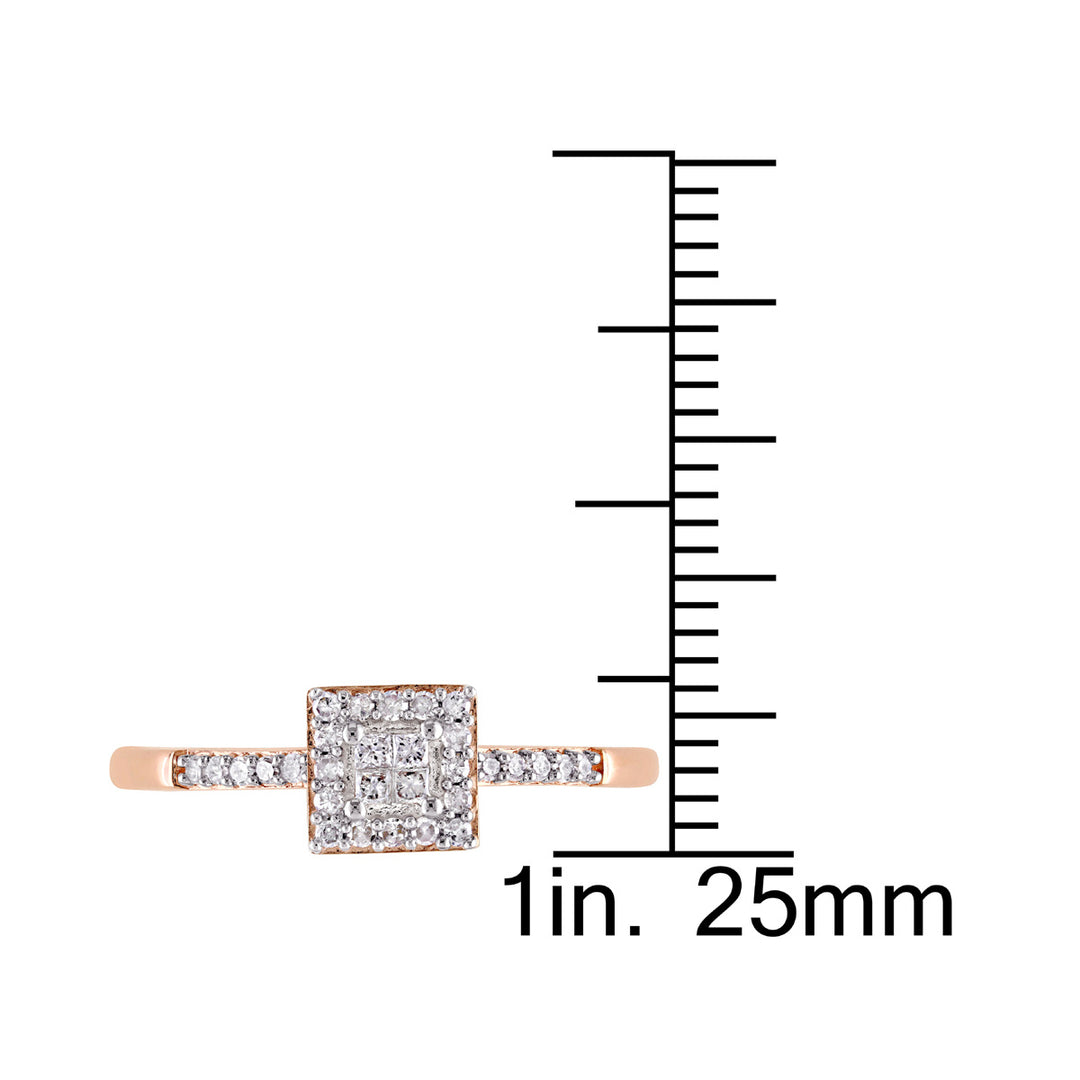 1/5 Carat (ctw) Princess Cut Diamond Engagement Ring in 10K Rose Gold Image 4