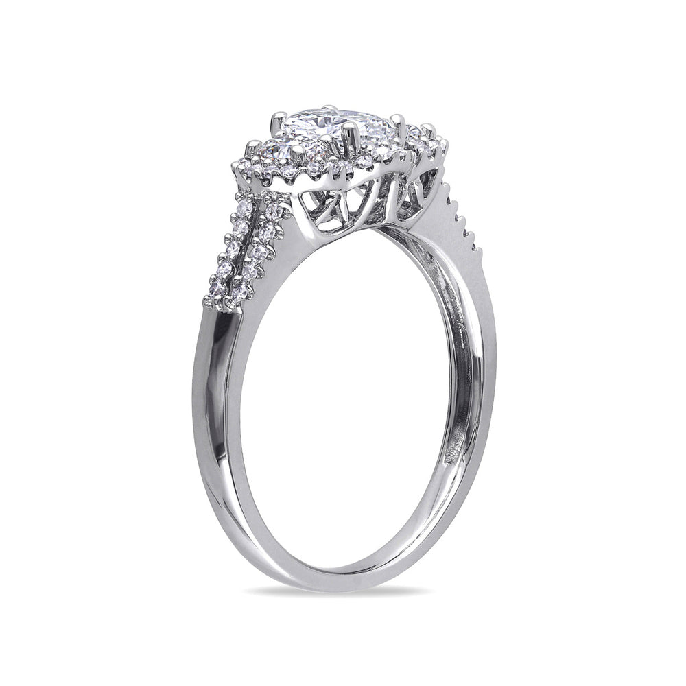 1.00 Carat (ctw G-H Clarity I1-I2) Three Stone Diamond Engagement Ring 14K White Gold Image 2