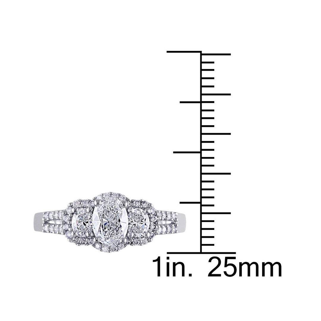 1.00 Carat (ctw G-H Clarity I1-I2) Three Stone Diamond Engagement Ring 14K White Gold Image 4