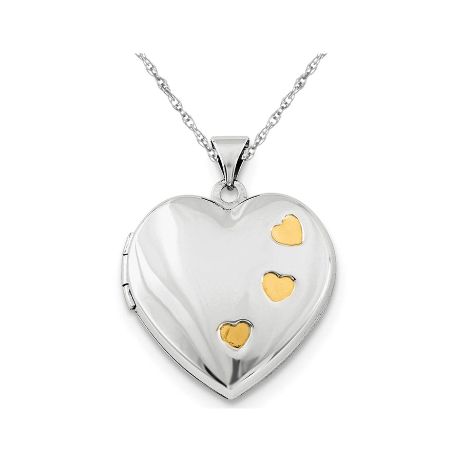 Sterling Silver Heart Locket Pendant Necklace with Chain Image 1