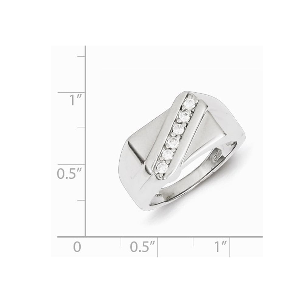 Mens Synthetic Cubic Zirconia (CZ) Band Ring in Sterling Silver Image 4