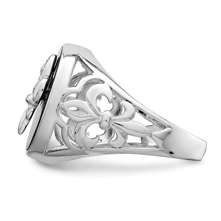 Mens Fleur De Lis Synthetic Cubic Zirconia (CZ) and Black Onyx Ring in Sterling Silver Image 3