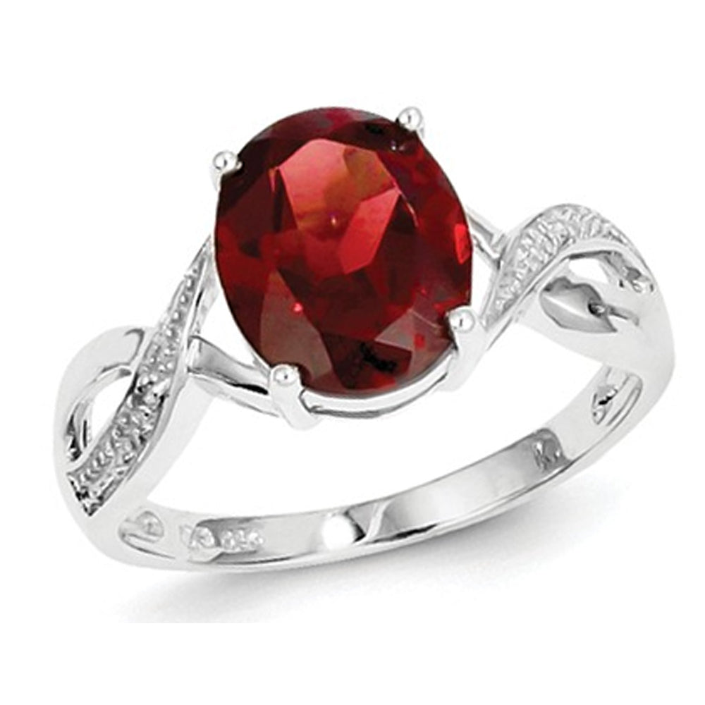 2.50 Carat (ctw) Oval Red Garnet Ring in Sterling Silver Image 4