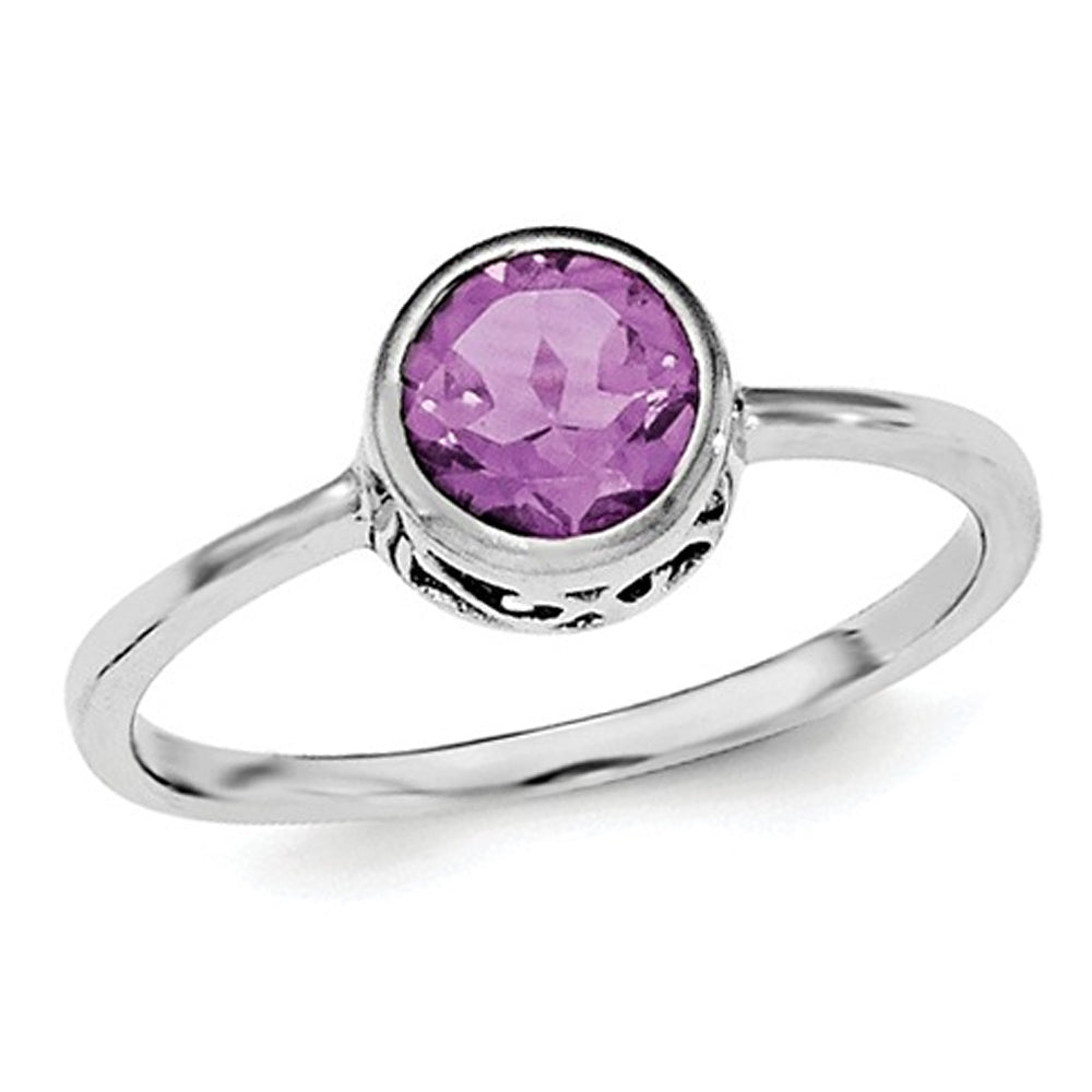 Ladies Solitaire Amethyst Ring 3/4 Carat (ctw) in Sterling Silver Image 1