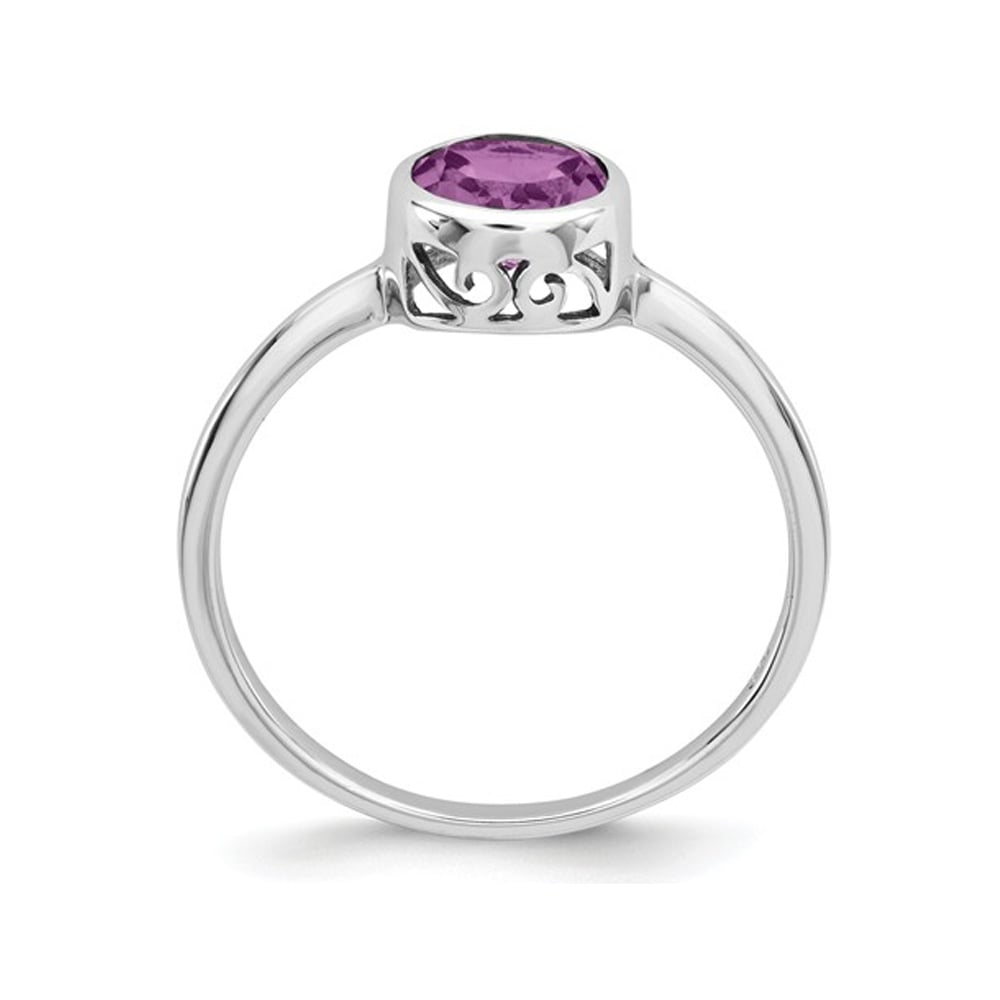 Ladies Solitaire Amethyst Ring 3/4 Carat (ctw) in Sterling Silver Image 2