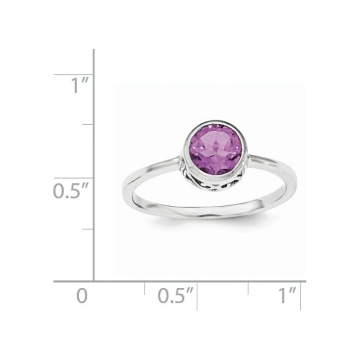 Ladies Solitaire Amethyst Ring 3/4 Carat (ctw) in Sterling Silver Image 3