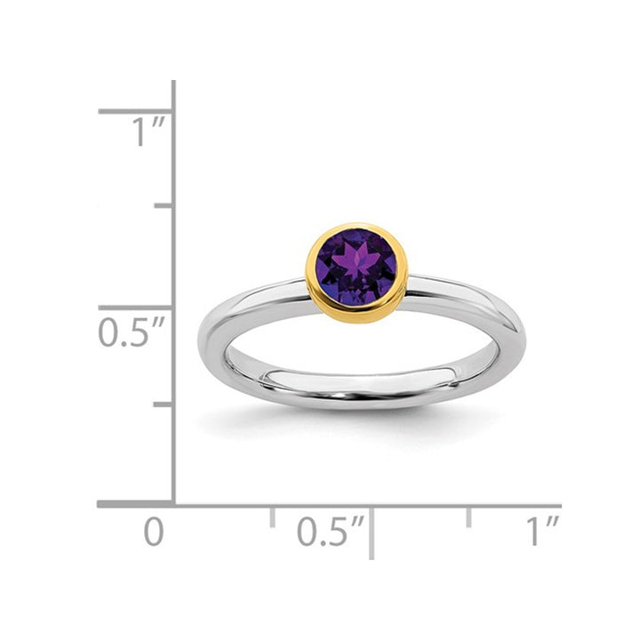 2/5 Carat Amethyst Solitaire Ring (ctw) in Sterling Silver with Gold Plating Image 3