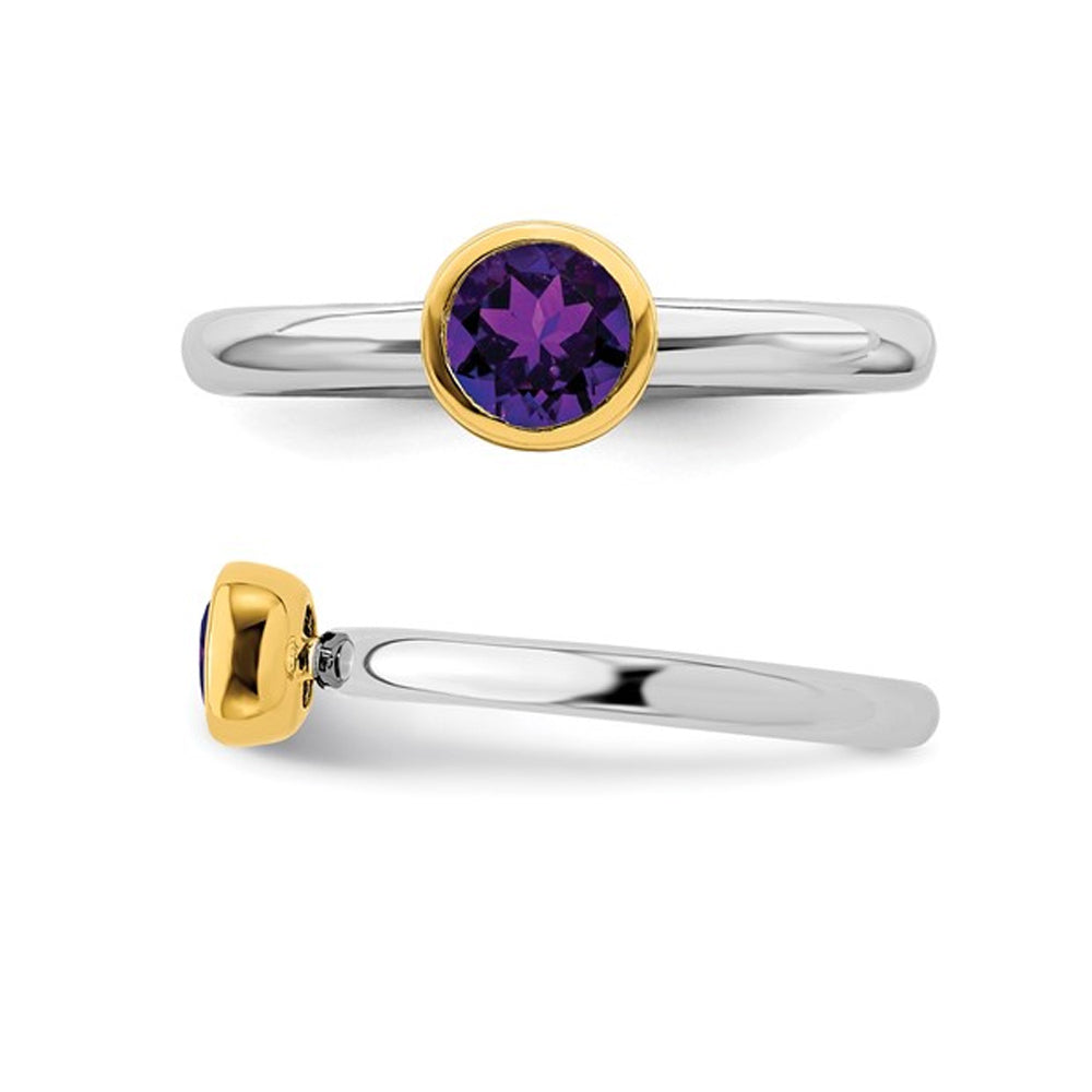 2/5 Carat Amethyst Solitaire Ring (ctw) in Sterling Silver with Gold Plating Image 4