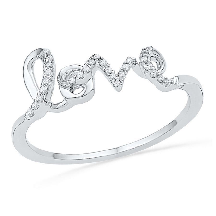 LOVE Promise Ring in 10K White Gold with Diamonds 1/12 Carat (ctw Color J-K Clarity I2-I3) Image 1