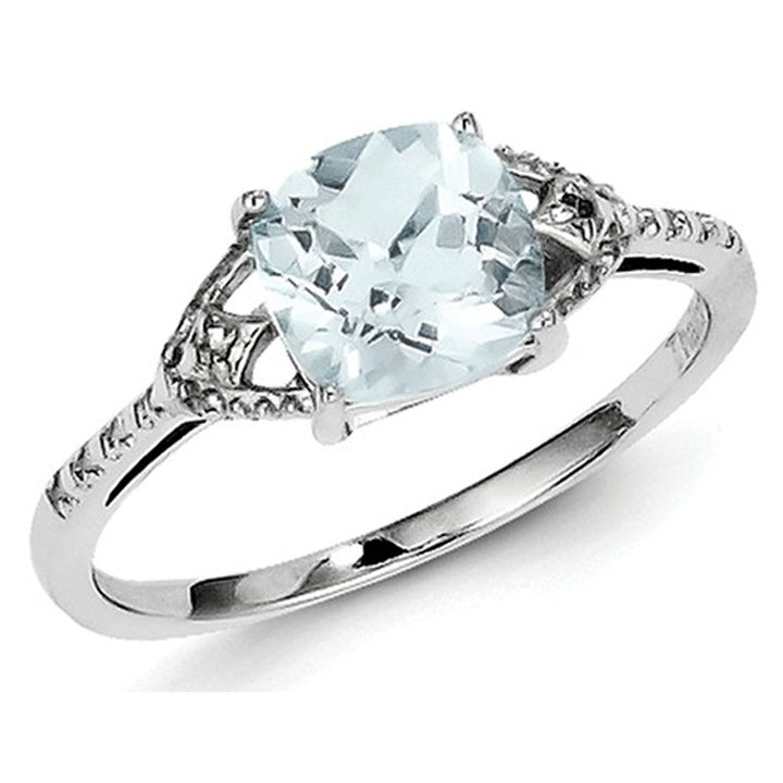 1.00 Carat (ctw) Aquamarine Ring in Sterling Silver Image 4