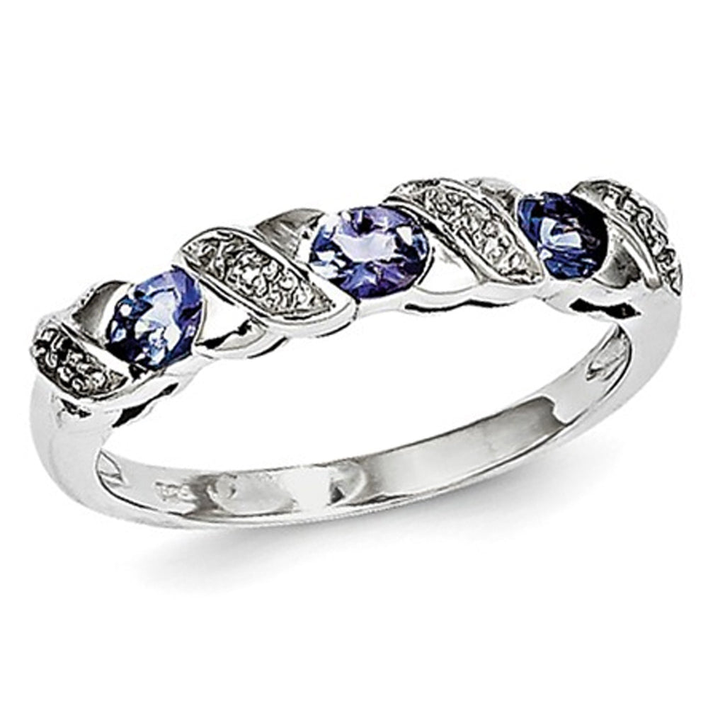 1/2 carat (ctw) Tanzanite Ring Band in Sterling Silver Image 1