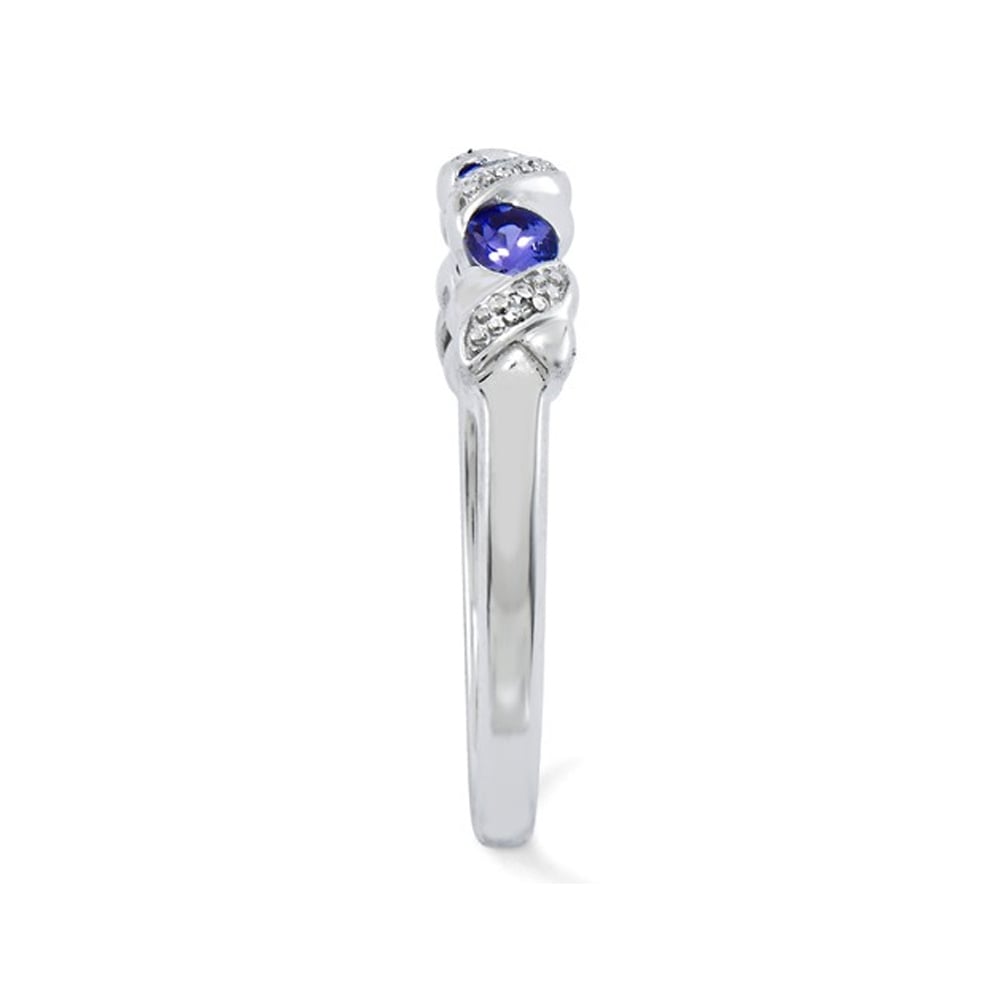 1/2 carat (ctw) Tanzanite Ring Band in Sterling Silver Image 2