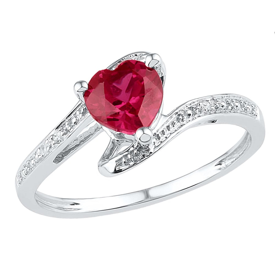1.00 carat (ctw) Lab-Created Ruby Heart Ring in Sterling Silver Image 1