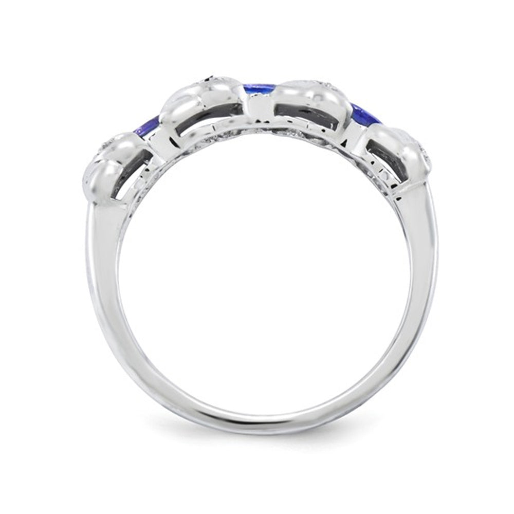 1/2 carat (ctw) Tanzanite Ring Band in Sterling Silver Image 3