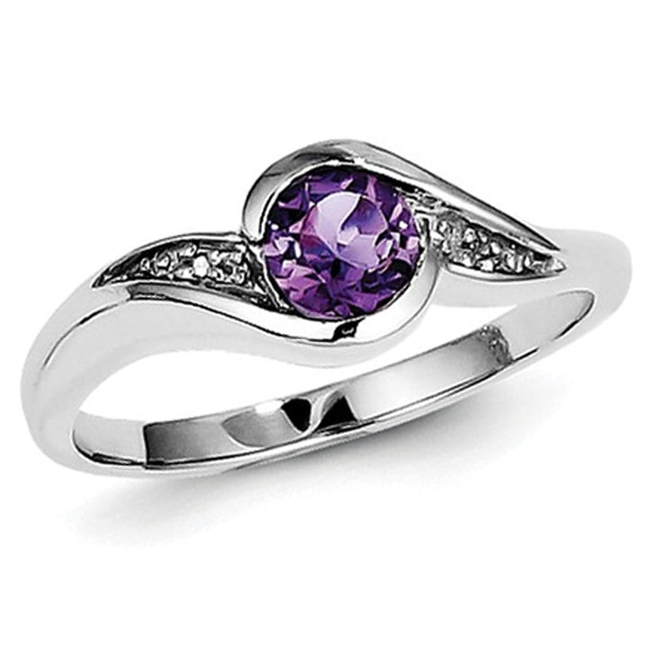 1/3 Carat (ctw) Amethyst Ring in Sterling Silver Image 4