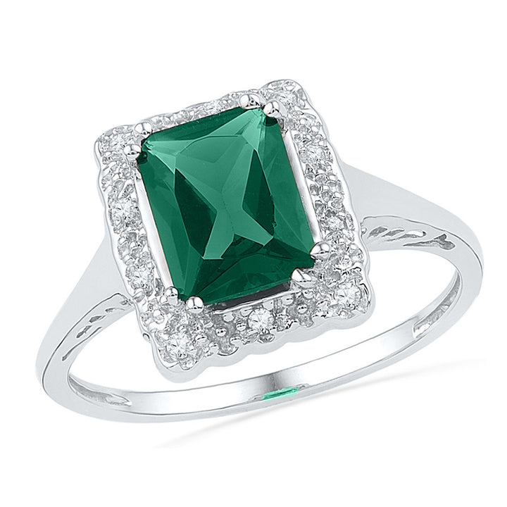 Lab-Created Emerald 1.75 Carat (ctw) Ring in Sterling Silver Image 1