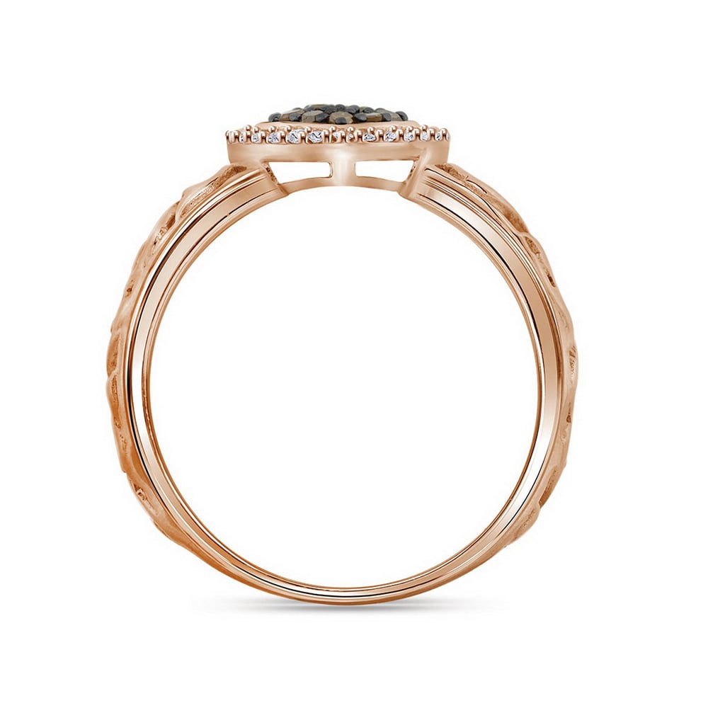 10K Rose Pink Gold Heart Ring with Champagne and White Diamonds 1/4 Carat (ctw) Image 2
