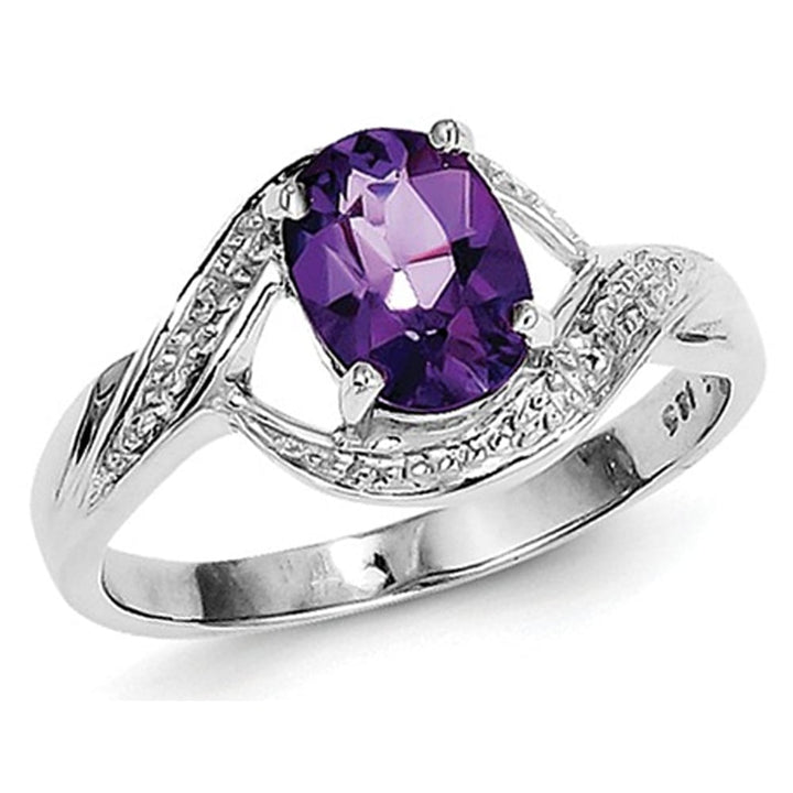 1.10 Carat (ctw) Oval-Cut5 Amethyst Ring in Sterling Silver Image 1