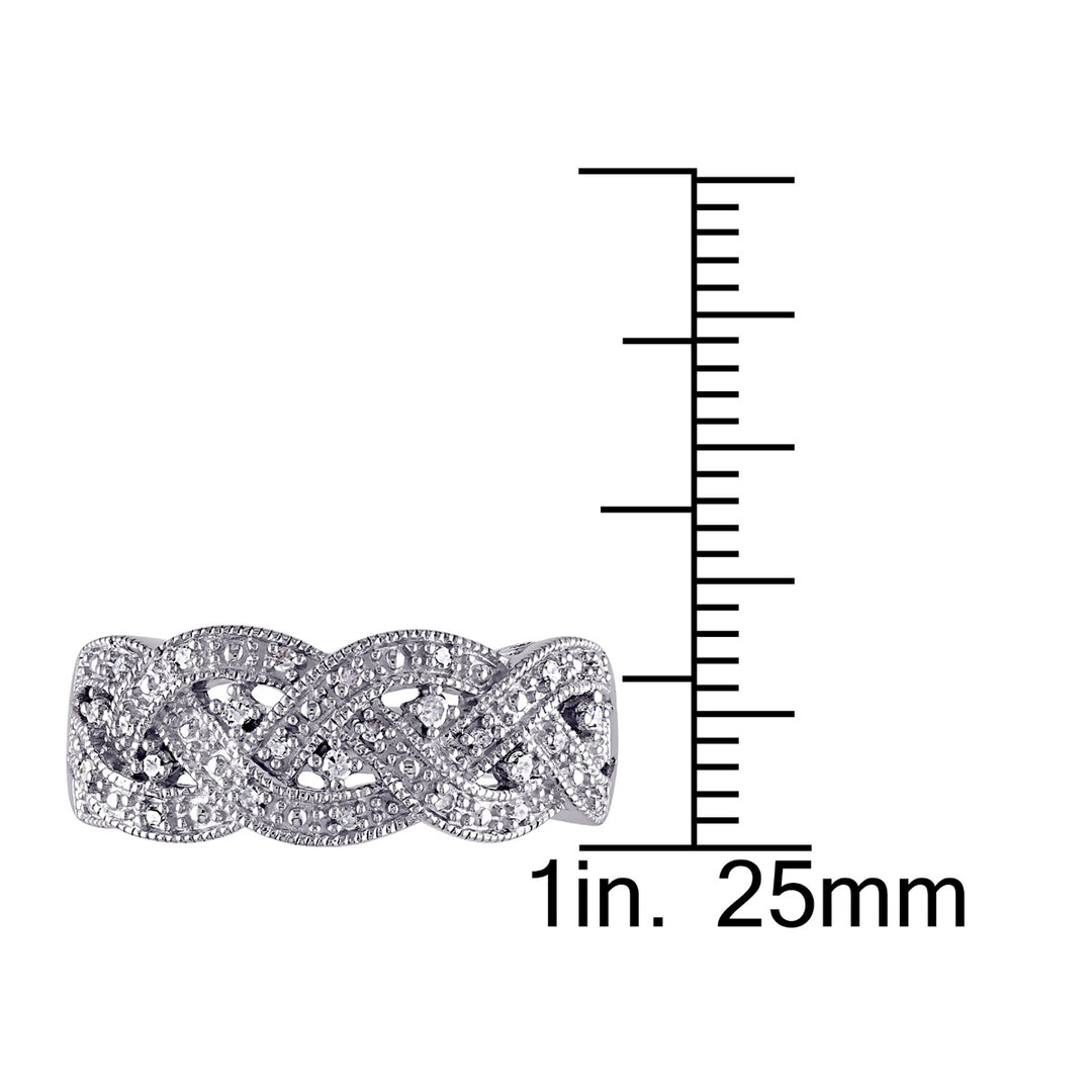 Braided Sterling Silver Ring with Diamonds 1/8 Carat (ctw) Image 3