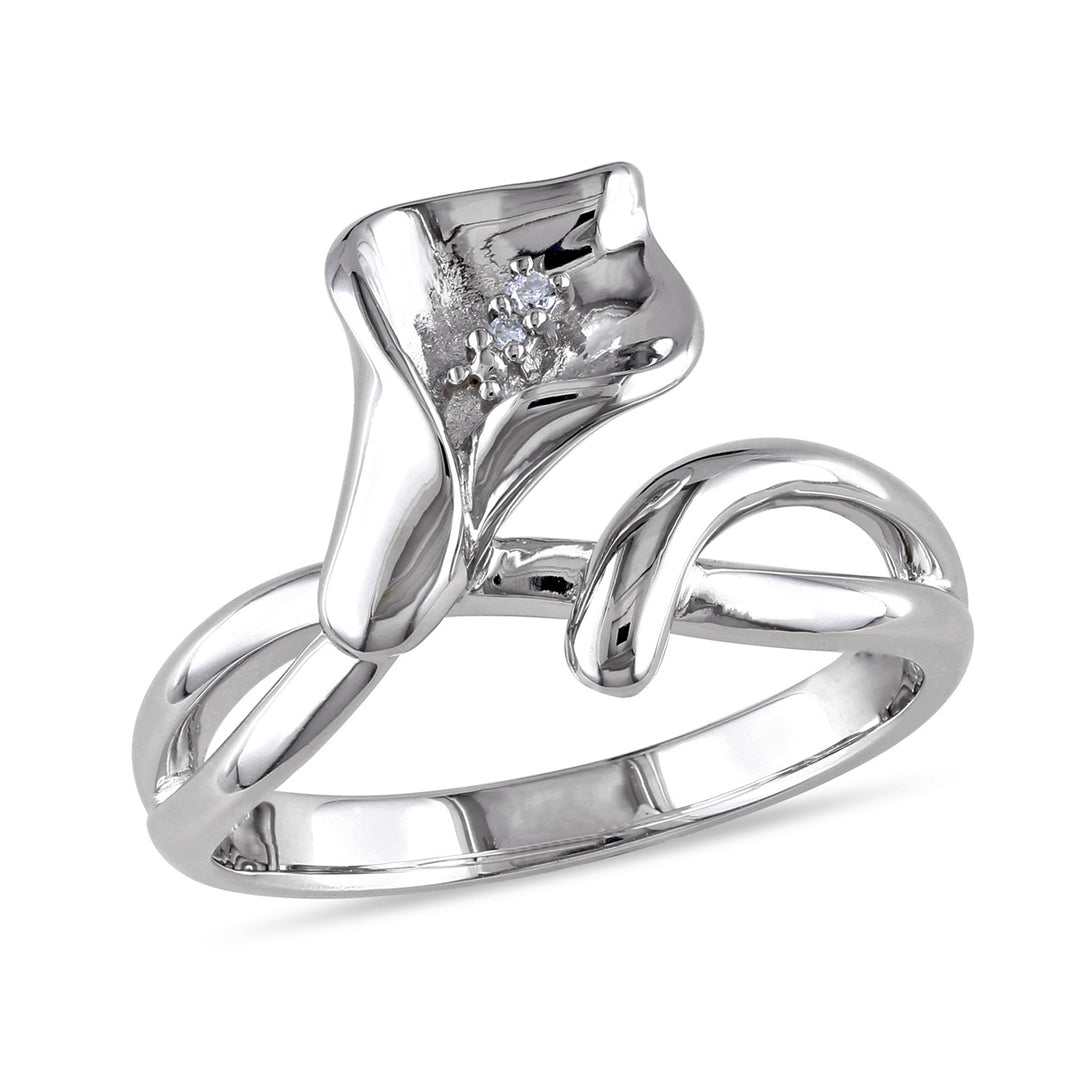 Calla Lily Promise Fashion Ring in Sterling Silver with Diamonds (Color H-I I1-I2) Image 1