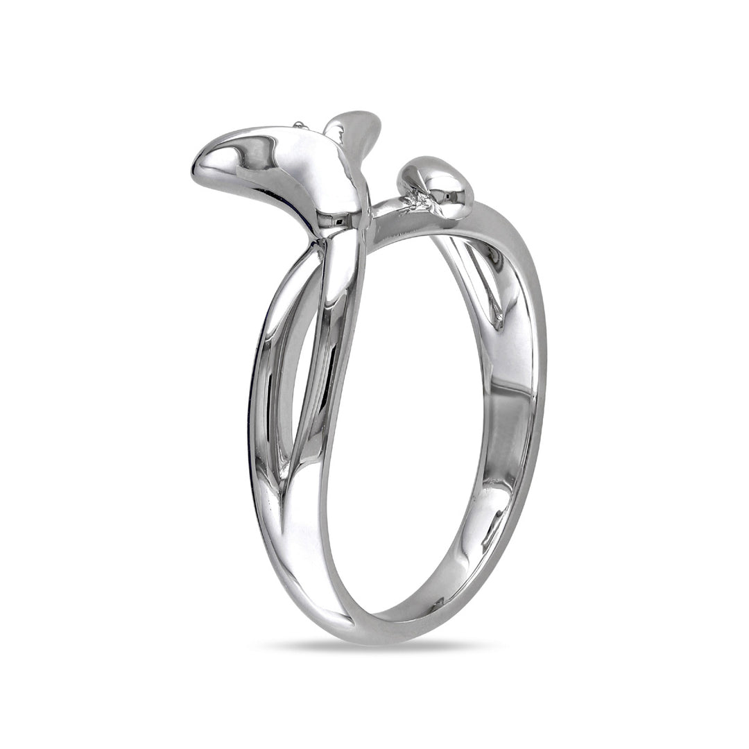 Calla Lily Promise Fashion Ring in Sterling Silver with Diamonds (Color H-I I1-I2) Image 2