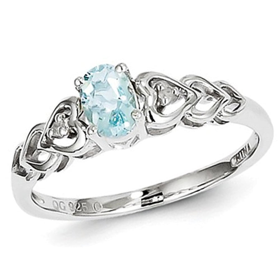 2/5 Carat (ctw) Aquamarine Heart Promise Ring in Sterling Silver Image 1