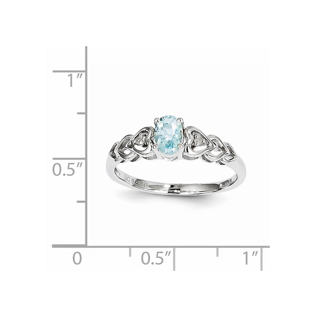 2/5 Carat (ctw) Aquamarine Heart Promise Ring in Sterling Silver Image 2
