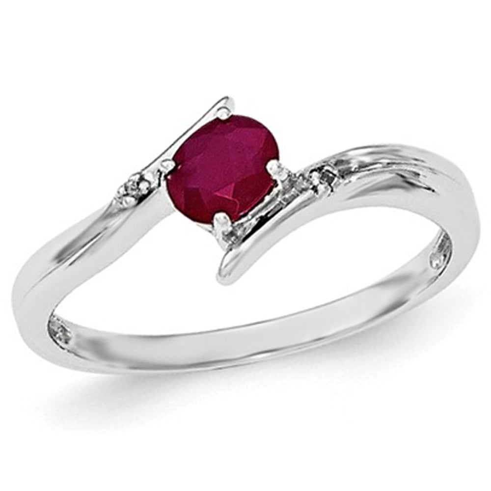 1/3 Carat (ctw) Oval-Cut Ruby Ring in Sterling Silver Image 4