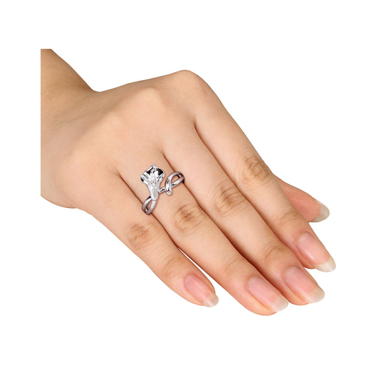 Calla Lily Promise Fashion Ring in Sterling Silver with Diamonds (Color H-I I1-I2) Image 3