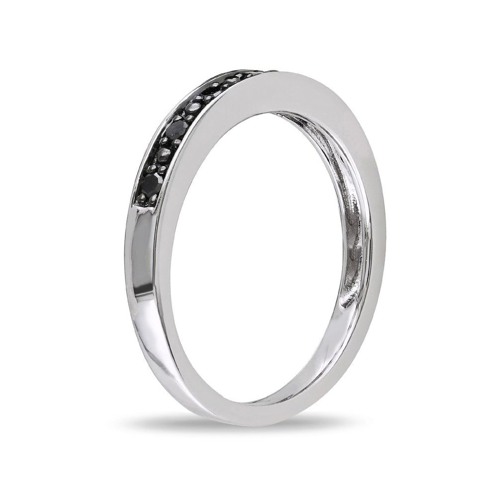 1/10 Carat (ctw) Black Diamond Wedding Band Ring in Sterling Silver with Black Rhodium Image 2