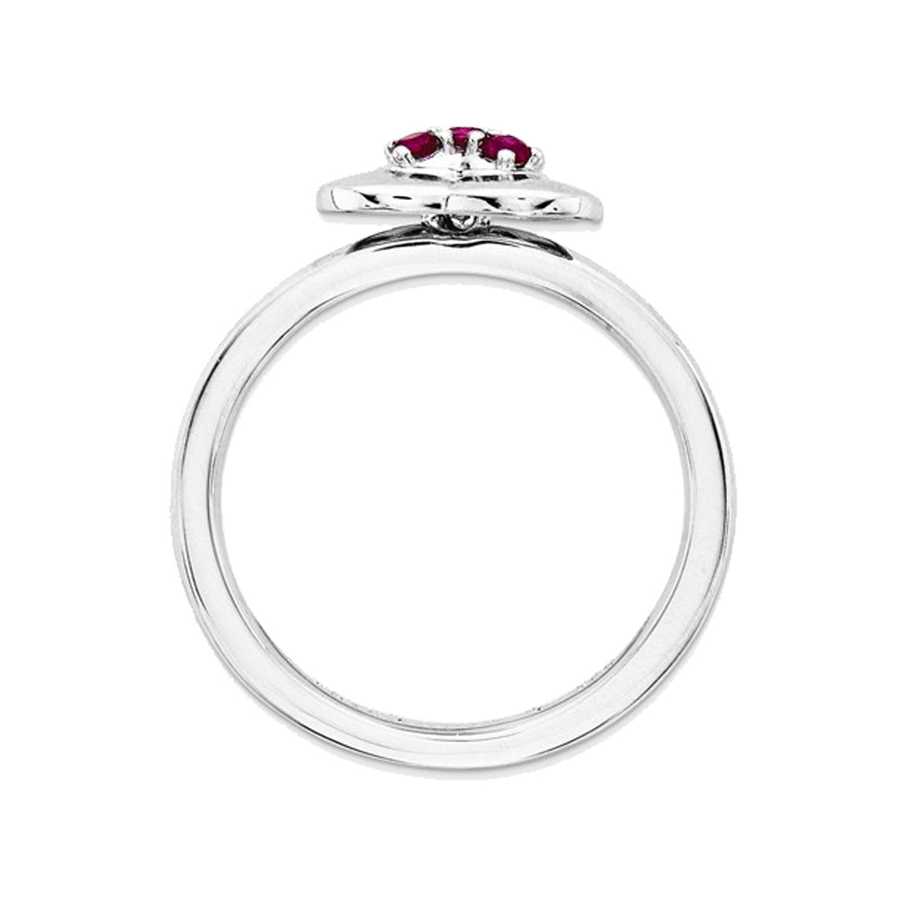 Synthetic Lab Created Ruby Heart Promise Ring in Sterling Silver 1/4 Carat (ctw) Image 2