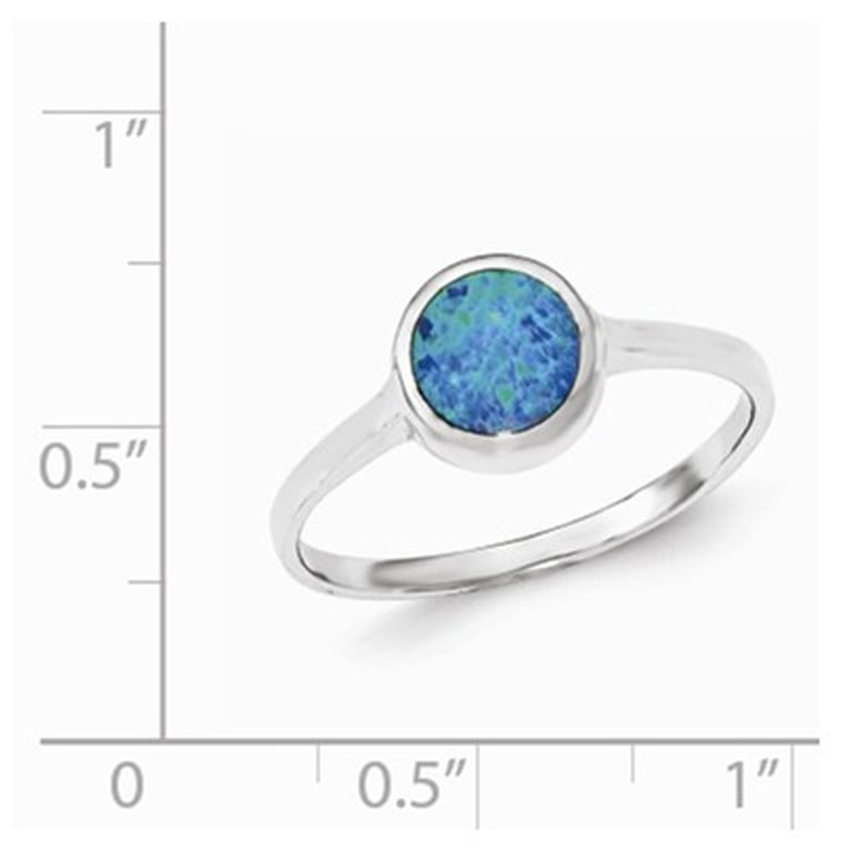 Lab-Created Blue Opal Solitaire Sterling Silver Ring Image 2