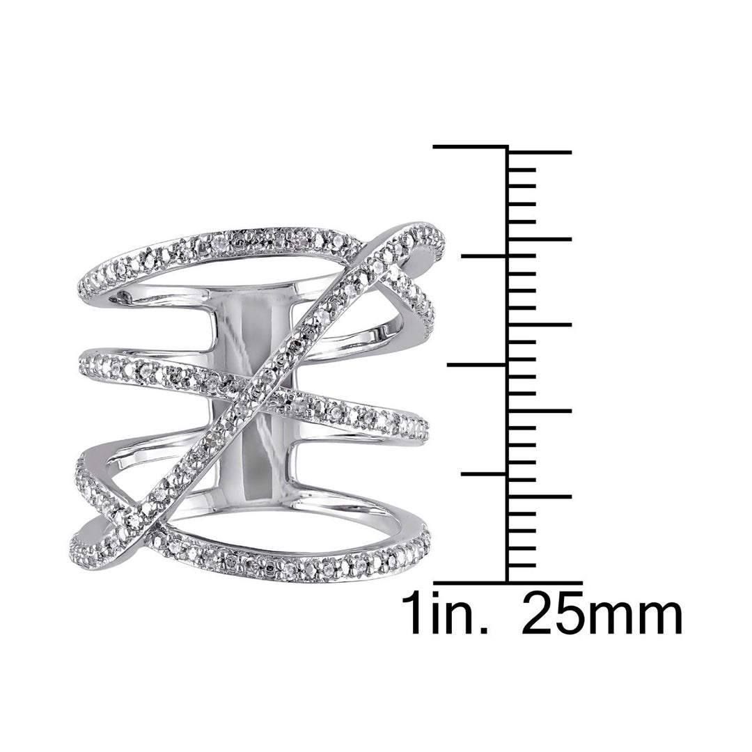 Diamond Crossover Fashion Cocktail Ring 1/5 Carat Diamond (ctw H-I I2-I3) in Sterling Silver Image 3