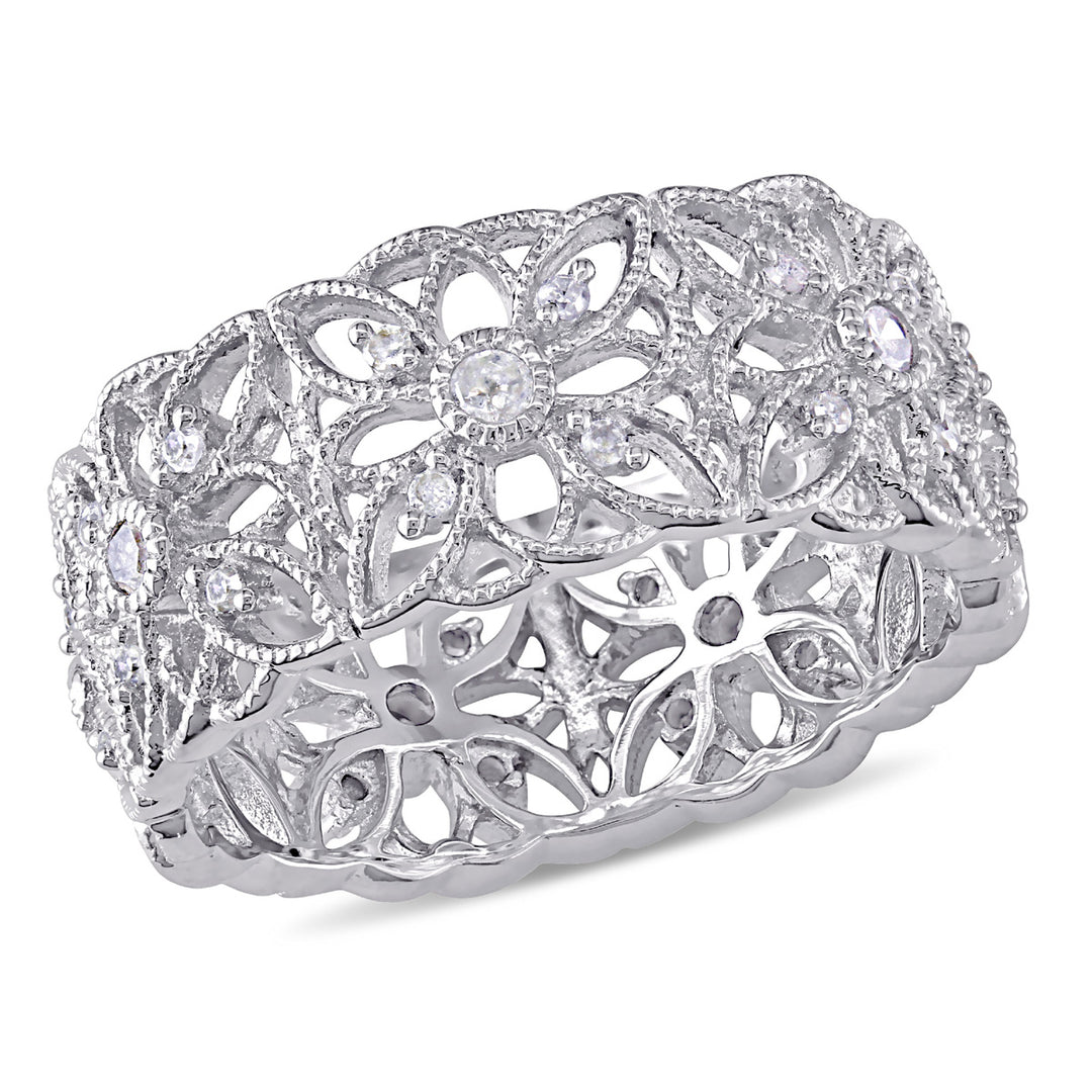 Diamond Vintage Filigree Ring 1/3 Carat (ctw) in Sterling Silver Image 1