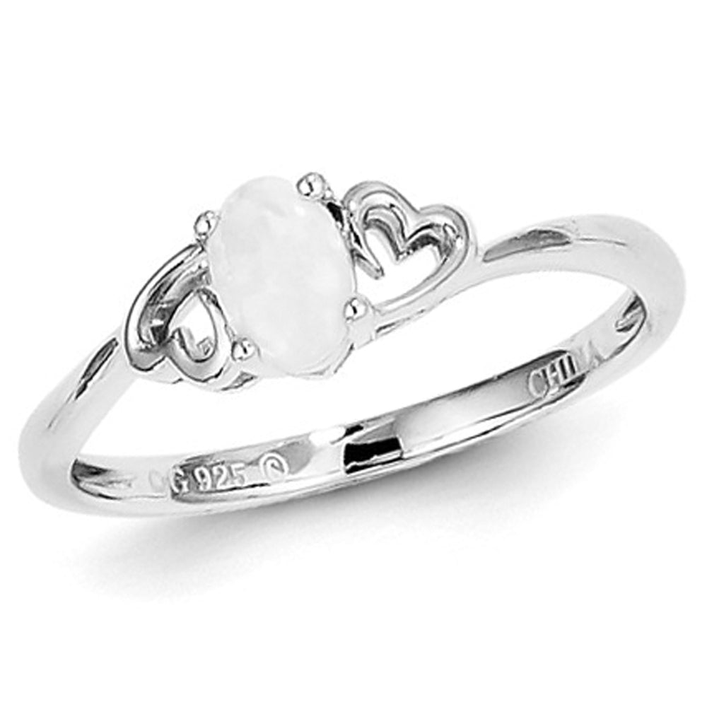 1/3 Carat (ctw) Lab-Created Opal Heart Ring in Sterling Silver Image 4