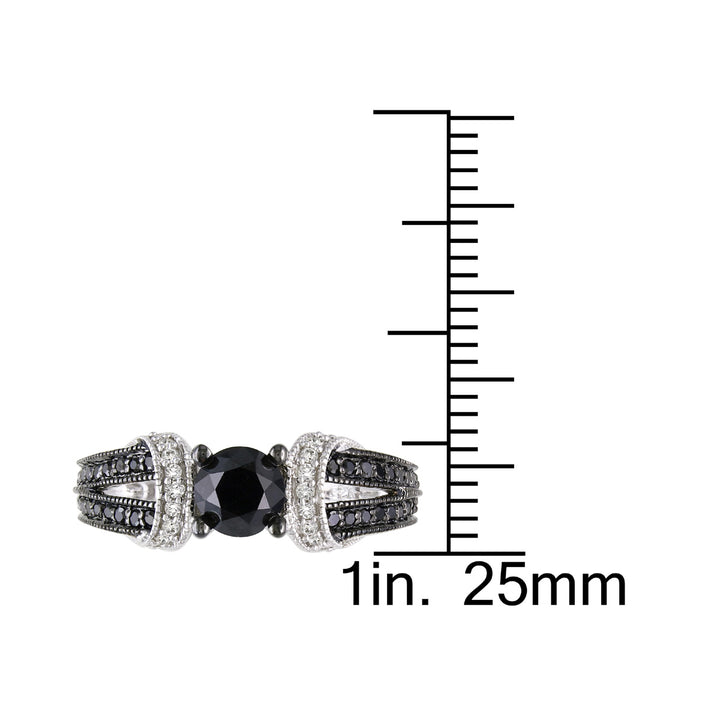 1.00 Carat (ctw) Black and White Diamond Engagement Ring in Sterling Silver Image 4