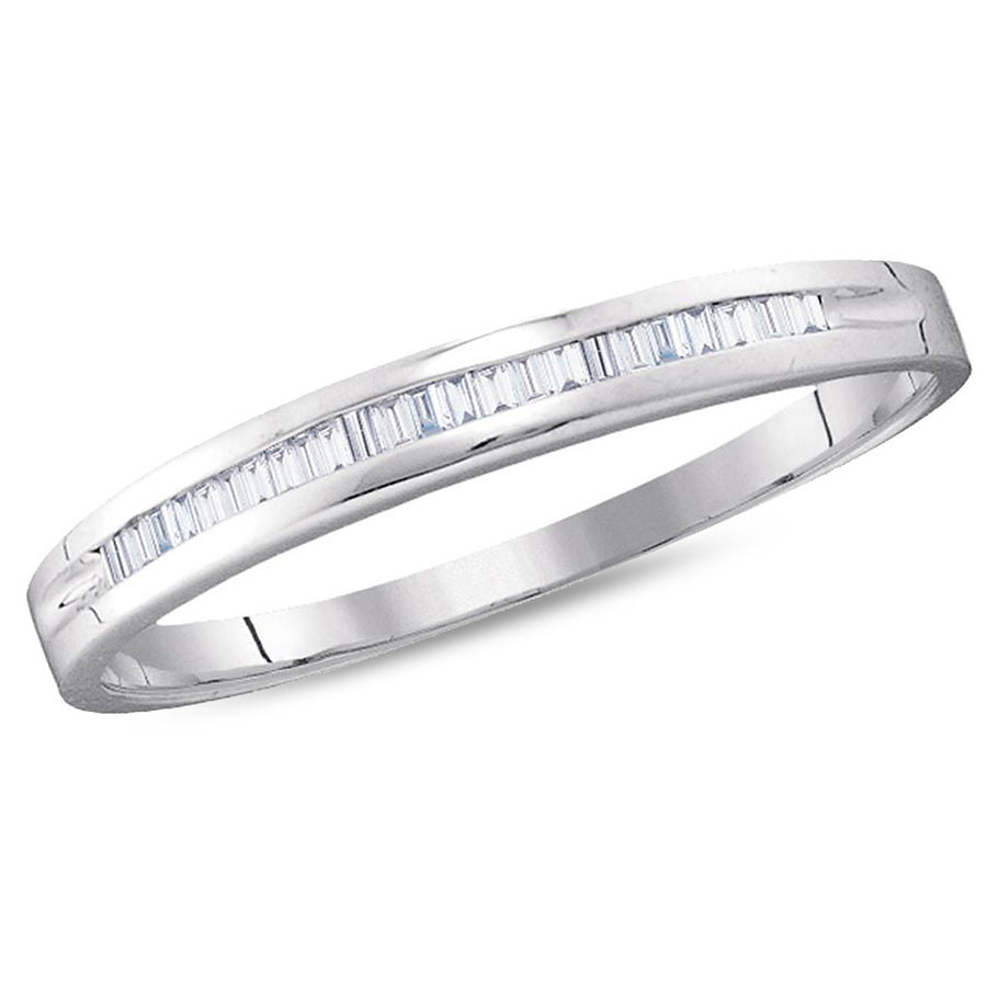 10K White Gold 1/6 Carat (ctw H-II2-I3) Baguette Diamond Wedding Annversary Band Ring Image 1