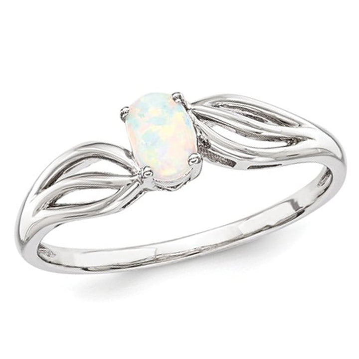 1/4 Carat (ctw) Lab-Created Opal Ring in Sterling Silver Image 4