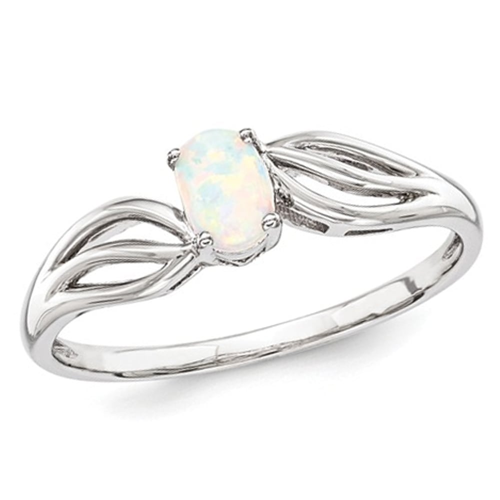 1/4 Carat (ctw) Lab-Created Opal Ring in Sterling Silver Image 1