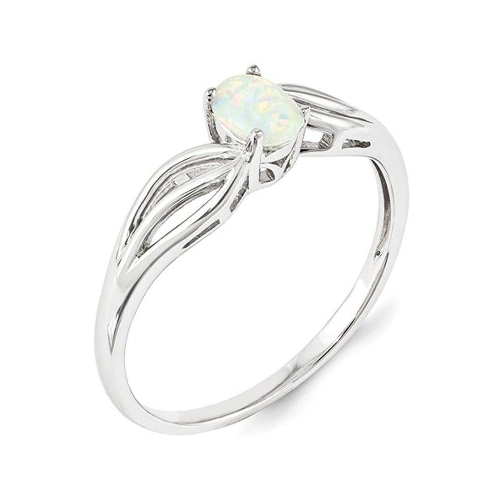 1/4 Carat (ctw) Lab-Created Opal Ring in Sterling Silver Image 2