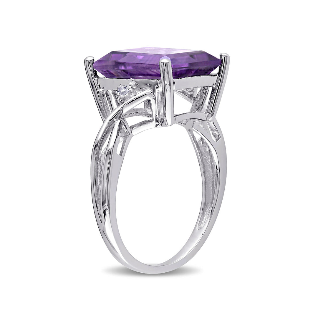 5.80 Carat (ctw) Amethyst and White Topaz Ring in Sterling Silver Image 3