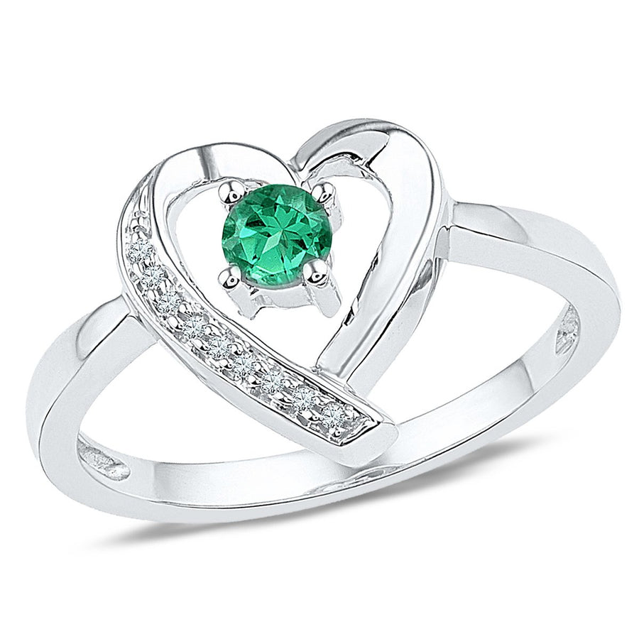 Lab-Created Emerald Heart Promise Ring 1/4 Carat (ctw) in Sterling Silver Image 1