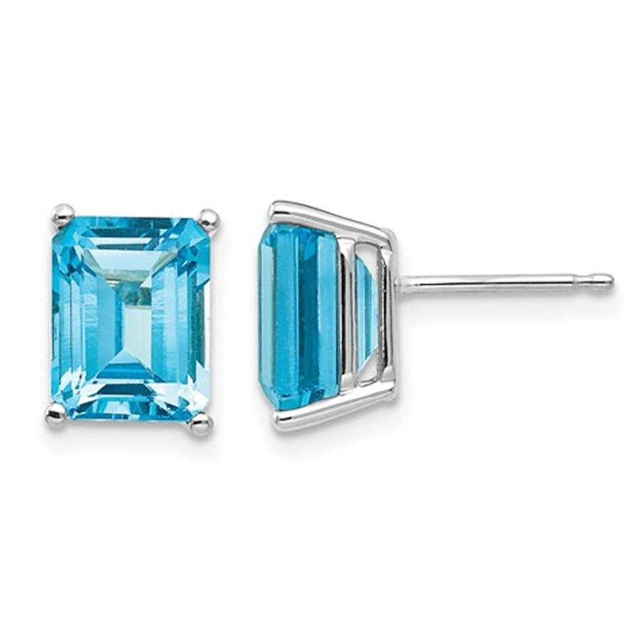 6.00 Carat (ctw) Natural Blue Topaz Stud Earrings in 14K White Gold Image 1