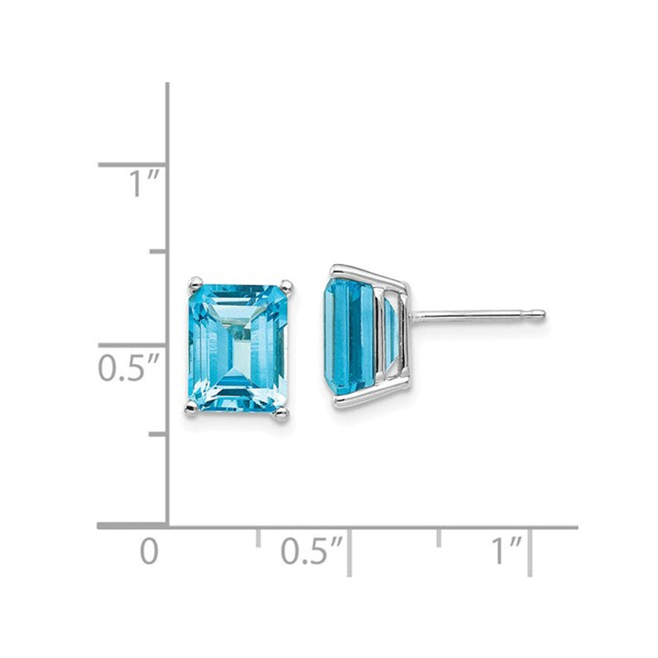 6.00 Carat (ctw) Natural Blue Topaz Stud Earrings in 14K White Gold Image 2