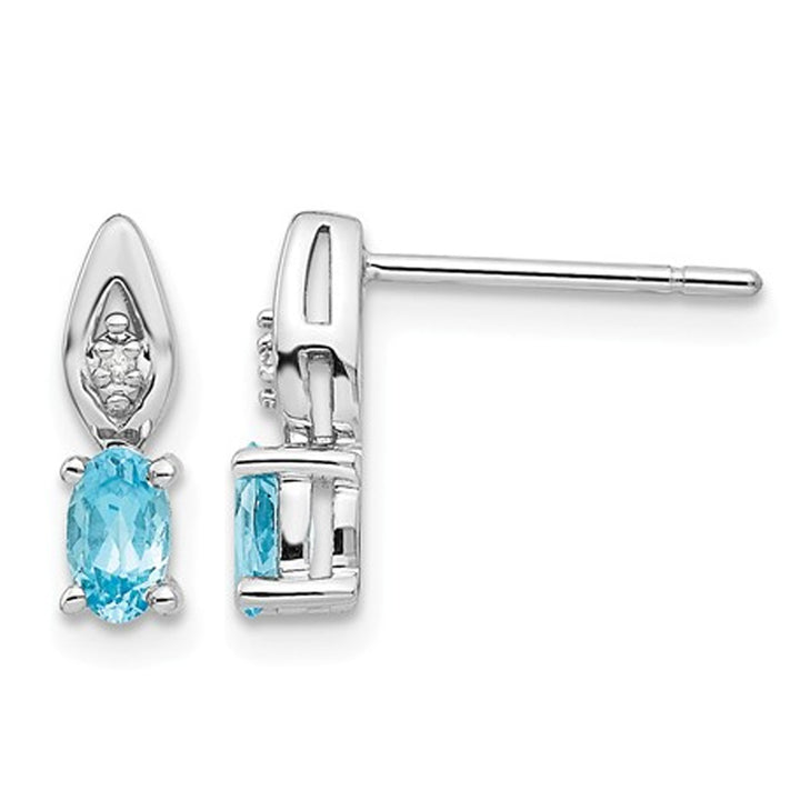 1/2 Carat (ctw) Blue Topaz Earrings in 14K White Gold Image 1