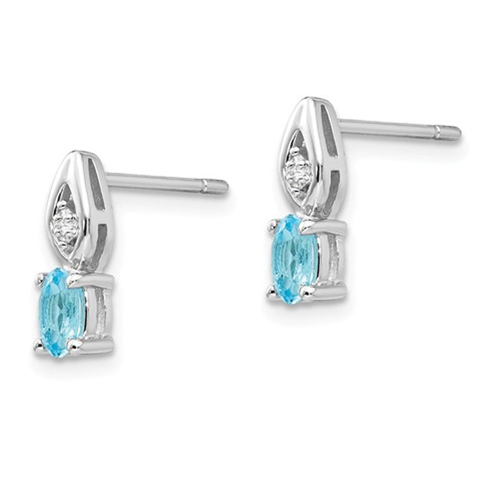 1/2 Carat (ctw) Blue Topaz Earrings in 14K White Gold Image 3