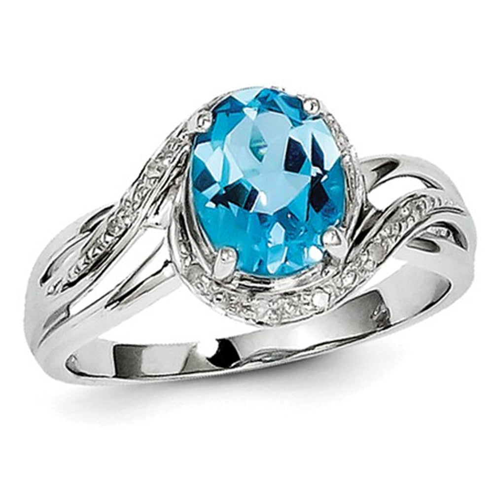 2.25 Carat (ctw) Swiss Blue Topaz Ring in Sterling Silver Image 1