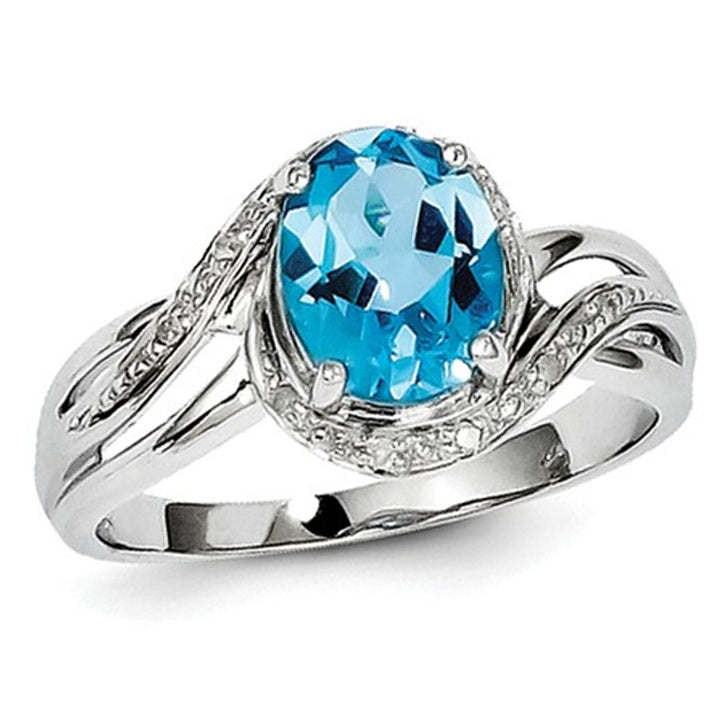 2.25 Carat (ctw) Swiss Blue Topaz Ring in Sterling Silver Image 1